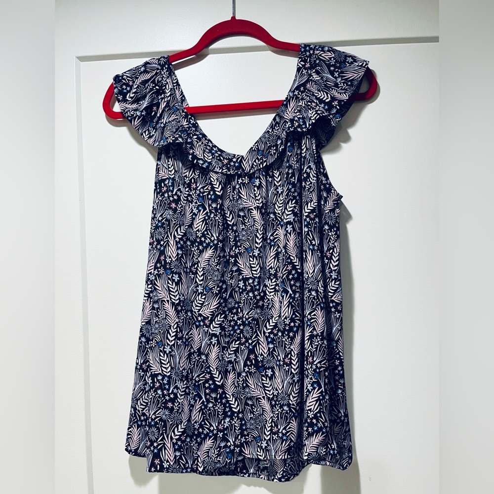 Loft Blouse Floral Sleeveless M